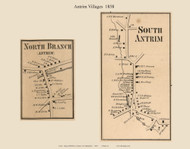 South Antrim and North Branch Villages, New Hampshire 1858 Old Town Map Custom Print - Hillsboro Co.