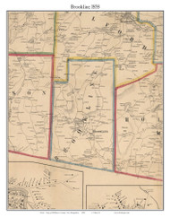Brookline, New Hampshire 1858 Old Town Map Custom Print - Hillsboro Co.