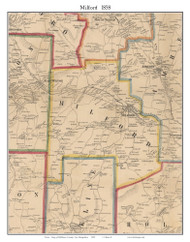 Milford, New Hampshire 1858 Old Town Map Custom Print - Hillsboro Co.