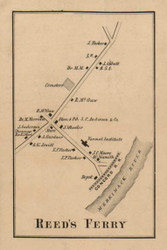 Reeds Ferry - Merrimack, New Hampshire 1858 Old Town Map Custom Print - Hillsboro Co.