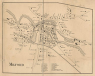 Milford Village, New Hampshire 1858 Old Town Map Custom Print - Hillsboro Co.