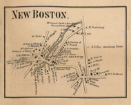 New Boston Village, New Hampshire 1858 Old Town Map Custom Print - Hillsboro Co.
