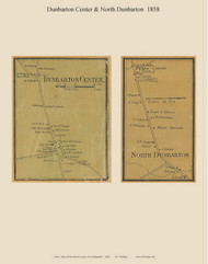Dunbarton Center and North Dunbarton Villages, New Hampshire 1858 Old Town Map Custom Print - Merrimack Co.