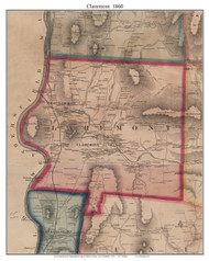 Claremont, New Hampshire 1860 Old Town Map Custom Print - Sullivan Co.