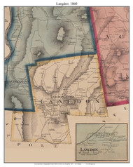 Langdon and Langdon Village, New Hampshire 1860 Old Town Map Custom Print - Sullivan Co.