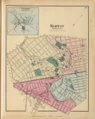 Rahway and Freedhold, New Jersey 1872 Old Town Map Reprint - State Atlas
