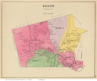 Keene Town, New Hampshire 1892 Old Town Map Reprint - Hurd State Atlas Cheshire