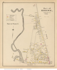 Keene - Ward 4, Part of, New Hampshire 1892 Old Town Map Reprint - Hurd State Atlas Cheshire
