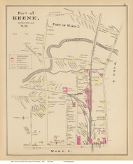 Keene - Ward 5, Part of, New Hampshire 1892 Old Town Map Reprint - Hurd State Atlas Cheshire