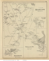 Marlow Town, Marlow P.O., Rindge, Munsonville P.O., New Hampshire 1892 Old Town Map Reprint - Hurd State Atlas Cheshire