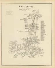 Lancaster Village, New Hampshire 1892 Old Town Map Reprint - Hurd State Atlas Coos