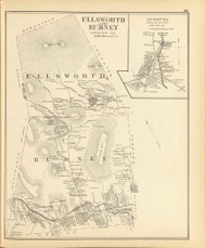 Ellsworth and Rumney Towns, Rumney P.O., New Hampshire 1892 Old Town Map Reprint - Hurd State Atlas Grafton