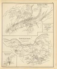 Lisbon P.O., Littleton Town, Willowdale P.O., New Hampshire 1892 Old Town Map Reprint - Hurd State Atlas Grafton