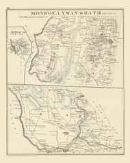 Monroe, Lyman, & Bath Towns, Monroe P.O., New Hampshire 1892 Old Town Map Reprint - Hurd State Atlas Grafton