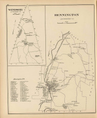 Windsor Town, Bennington Town, New Hampshire 1892 Old Town Map Reprint - Hurd State Atlas Hillsboro