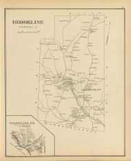 Brookline Town, Brookline P.O., New Hampshire 1892 Old Town Map Reprint - Hurd State Atlas Hillsboro