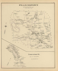 Francestown Town, Francestown P.O., New Hampshire 1892 Old Town Map Reprint - Hurd State Atlas Hillsboro