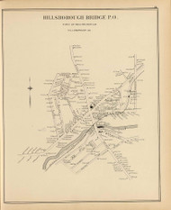 Hillsborough Bridge P.O., New Hampshire 1892 Old Town Map Reprint - Hurd State Atlas Hillsboro