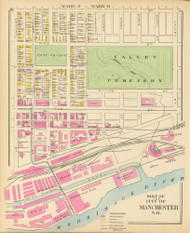 Manchester, Part of, New Hampshire 1892 Old Town Map Reprint - Hurd State Atlas Hillsboro