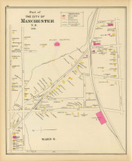 Manchester - Ward 6 P2, New Hampshire 1892 Old Town Map Reprint - Hurd State Atlas Hillsboro