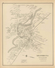 Milford P.O., New Hampshire 1892 Old Town Map Reprint - Hurd State Atlas Hillsboro