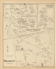 Mont Vernon Town, Sharon Town, Mont Vernon P.O., New Hampshire 1892 Old Town Map Reprint - Hurd State Atlas Hillsboro