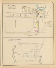 Nashua City - Wards 5, 6, 8, Atherton Park, New Hampshire 1892 Old Town Map Reprint - Hurd State Atlas Hillsboro