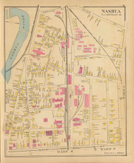 Nashua - Wards 4, 6, 7, 8, New Hampshire 1892 Old Town Map Reprint - Hurd State Atlas Hillsboro