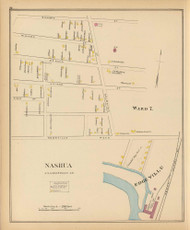 Nashua - Ward 7, Edgeville, New Hampshire 1892 Old Town Map Reprint - Hurd State Atlas Hillsboro