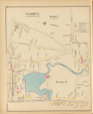 Nashua - Wards 7, 8, New Hampshire 1892 Old Town Map Reprint - Hurd State Atlas Hillsboro