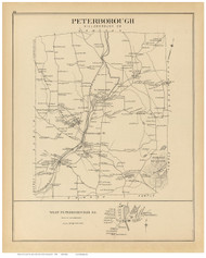 Peterborough Town, West Peterborough P.O., New Hampshire 1892 Old Town Map Reprint - Hurd State Atlas Hillsboro