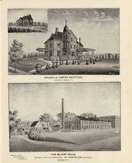 Residence of Joseph Shattuck, The McLane Mills, New Hampshire 1892 Old Town Map Reprint - Hurd State Atlas Hillsboro
