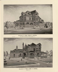 Residence of Hon. Chas H. Burke, New Hampshire 1892 Old Town Map Reprint - Hurd State Atlas Hillsboro