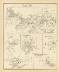 Andover Town, Cilleyville, East Andover P.O., Potter Place P.O., Andover P.O., West Andover, New Hampshire 1892 Old Town Map Reprint - Hurd State Atlas Merrimack