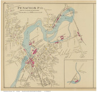 Penacook - part of Concord, New Hampshire 1892 Old Town Map Reprint - Hurd State Atlas Merrimack