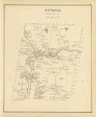 Epsom Town, New Hampshire 1892 Old Town Map Reprint - Hurd State Atlas Merrimack