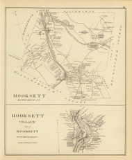 Hooksett Town, Hooksett Village, New Hampshire 1892 Old Town Map Reprint - Hurd State Atlas Merrimack