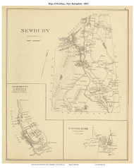 Newbury Town, Blodgett's Landing, South Newbury P.O., New Hampshire 1892 Old Town Map Reprint - Hurd State Atlas Merrimack
