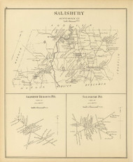 Salisbury Town, Salisbury Heights P.O., Salisbury P.O., New Hampshire 1892 Old Town Map Reprint - Hurd State Atlas Merrimack