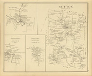 Sutton Town, Sutton P.O., N. Sutton P.O., S. Sutton P.O., New Hampshire 1892 Old Town Map Reprint - Hurd State Atlas Merrimack
