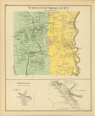 Webster & Boscawen Towns, Webster P.O., New Hampshire 1892 Old Town Map Reprint - Hurd State Atlas Merrimack