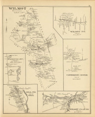 Wilmot Town, Wilmot P.O., Wilmot Flat P.O., Canterbury Centre, Shaker Village, Hill P.O., New Hampshire 1892 Old Town Map Reprint - Hurd State Atlas Merrimack