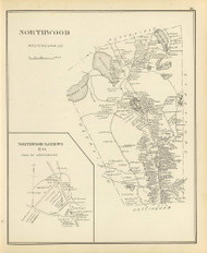 Northwood Town, Northwood Narrows P.O., New Hampshire 1892 Old Town Map Reprint - Hurd State Atlas Rockingham