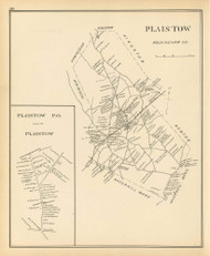 Plaistow Town, Plaistow P.O., New Hampshire 1892 Old Town Map Reprint - Hurd State Atlas Rockingham