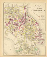 Portsmouth City 6, New Hampshire 1892 Old Town Map Reprint - Hurd State Atlas Rockingham