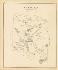 Sandown Town, New Hampshire 1892 Old Town Map Reprint - Hurd State Atlas Rockingham