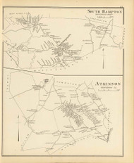 South Hampton Town, Atkinson Town, New Hampshire 1892 Old Town Map Reprint - Hurd State Atlas Rockingham