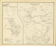 Durham Town, Durham P.O., New Hampshire 1892 Old Town Map Reprint - Hurd State Atlas Strafford