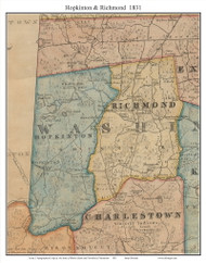 Hopkinton & Richmond, Rhode Island 1831 - Old Town Map Custom Print - 1831 State