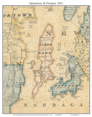 Jamestown & Newport, Rhode Island 1831 - Old Town Map Custom Print - 1831 State